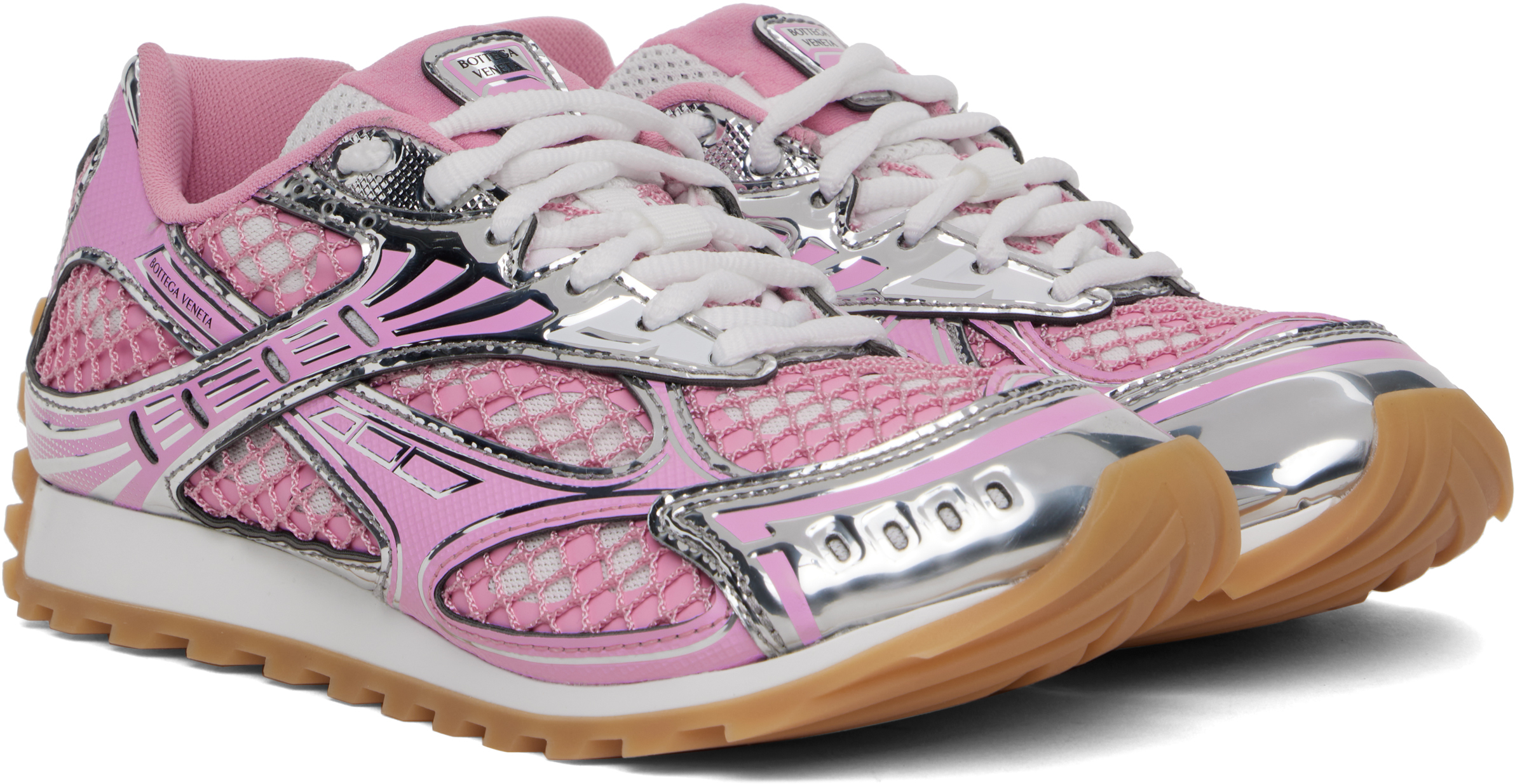 Bottega Veneta Pink & Silver Orbit Sneakers