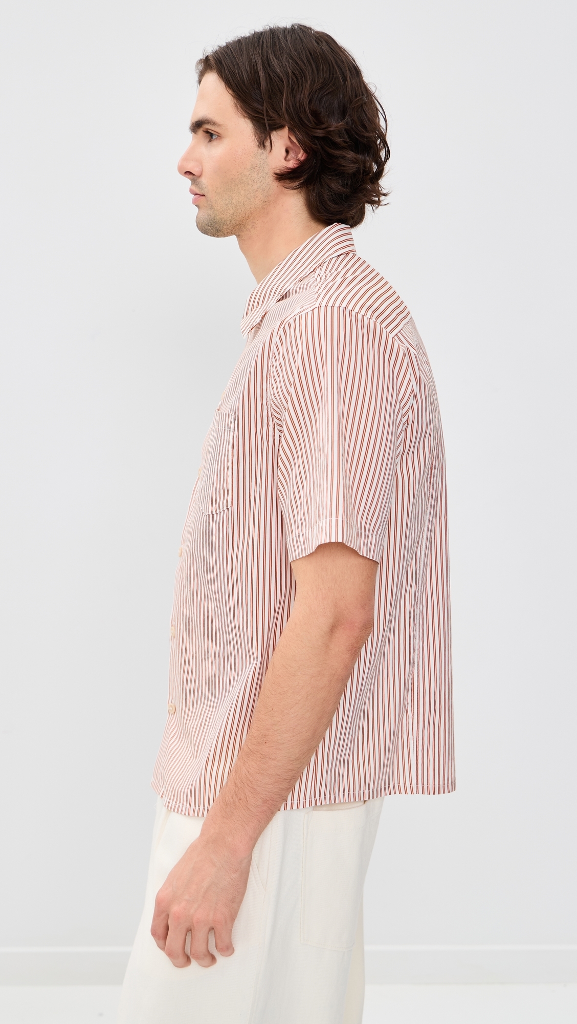 Rick Striped Camp Shirt Terra Cotta Stripe