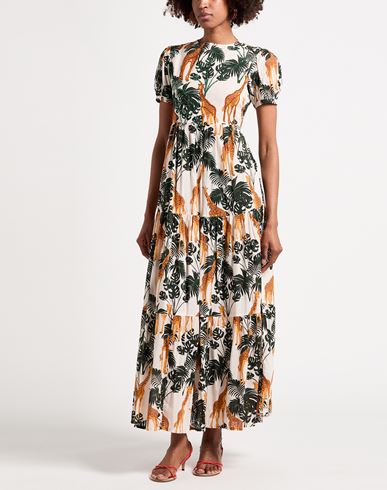 Woman Maxi dress Dark green Size L Cotton