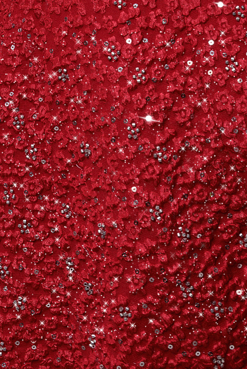 Goddiva Bead Embellished Jacquard Skater Mini Dress - Red