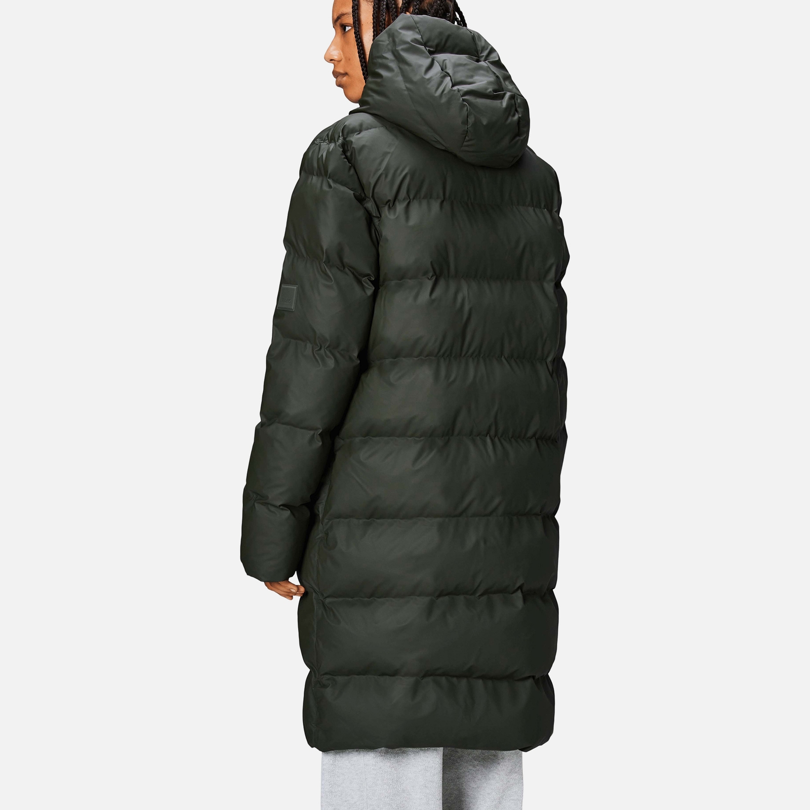 Rains Alta Long Coated Shell Puffer Jacket - S