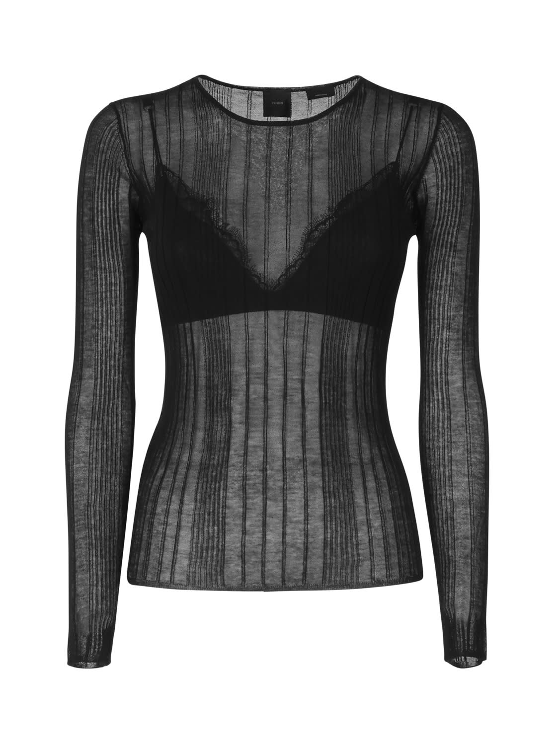 Semi-sheer knitted top - Black