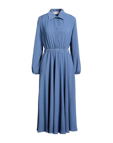 Woman Midi dress Slate blue Size 10 Polyester