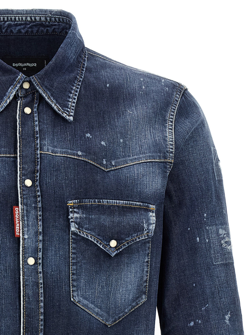 Western-style denim shirt - Blue