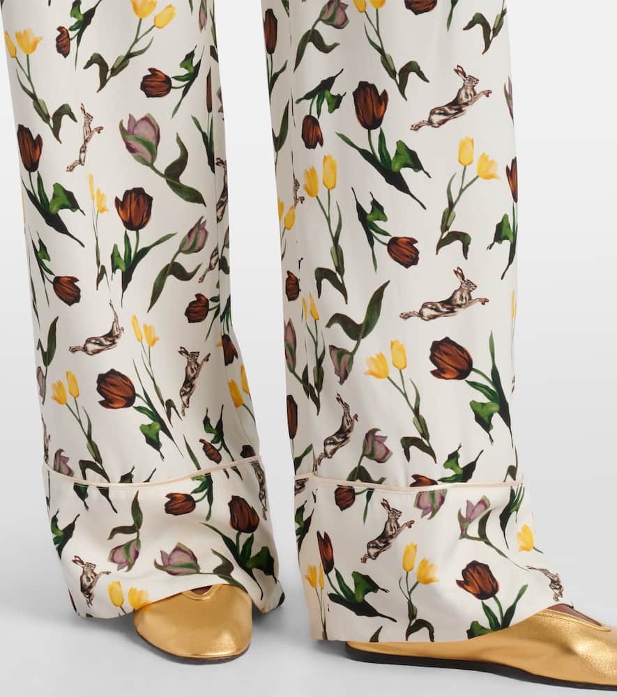 Printed silk palazzo pants