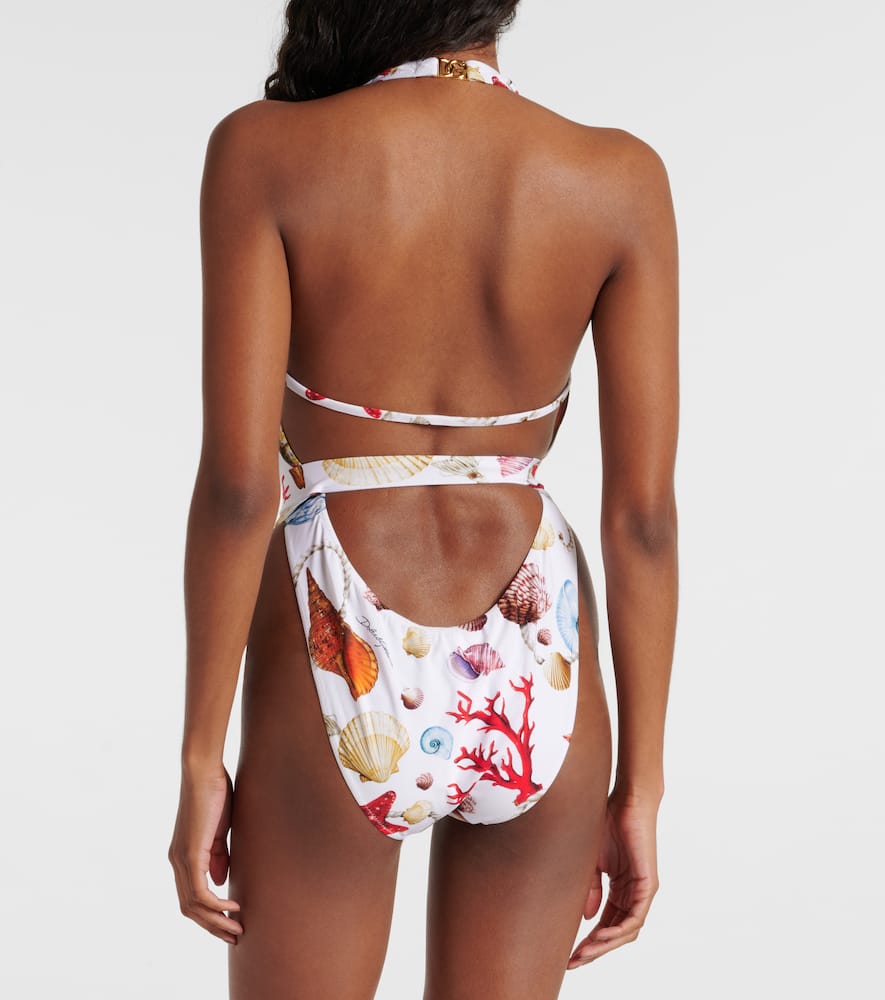 Dolce & Gabbana Capri printed halterneck swimsuit