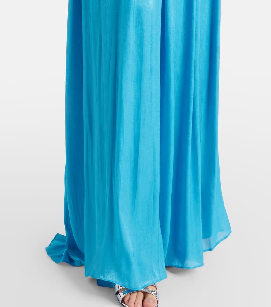 Isilda lamé georgette one-shoulder gown