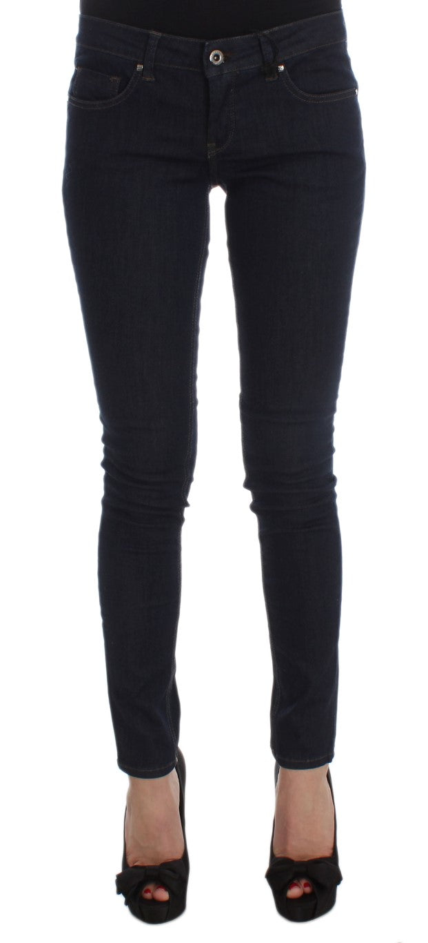 Cotton Blend Slim Fit Jeans — Blue