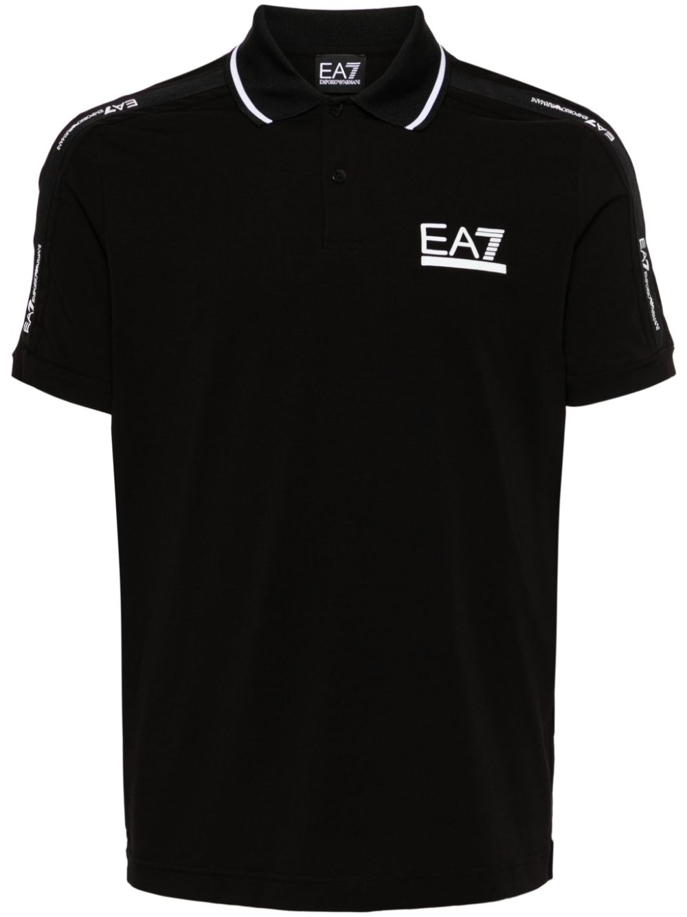 Logo-print cotton-blend polo shirt - Black