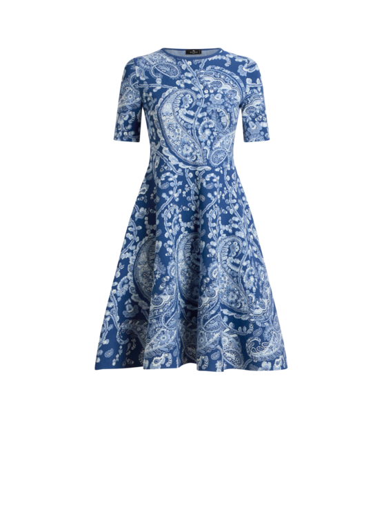 Jacquard Knee-length Dress With Floral Paisley Motif