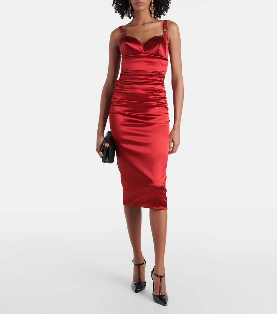 Ruched satin midi dress