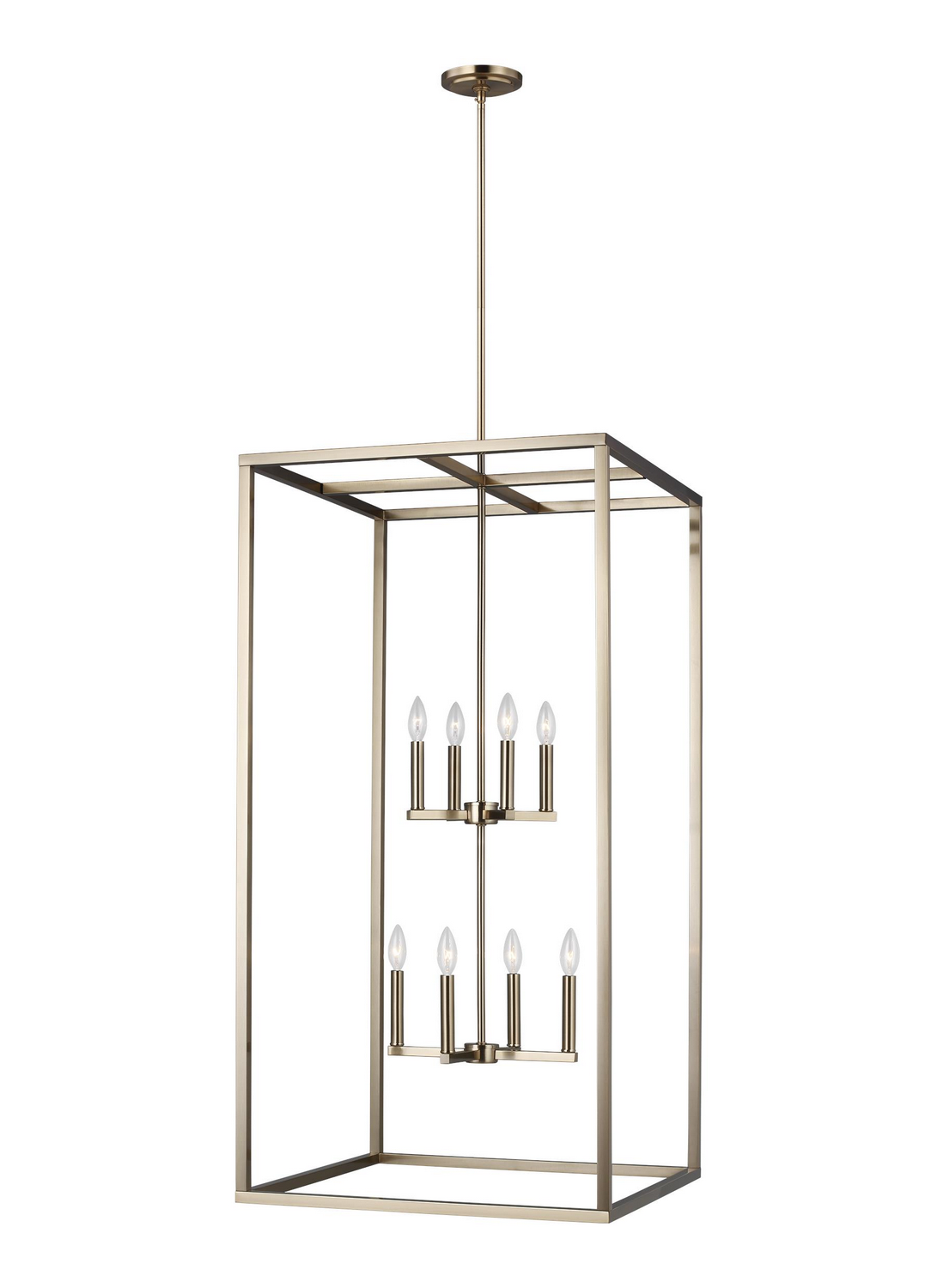 Satin Brass Eight Light Hall Foyer from the Moffet Street Collection