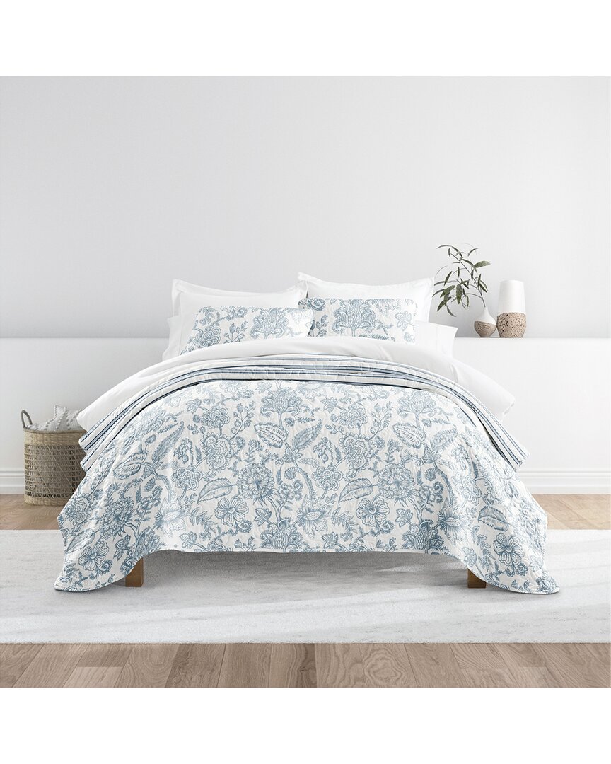 All Season Jacobean/Stripe Reversible Quilt Set