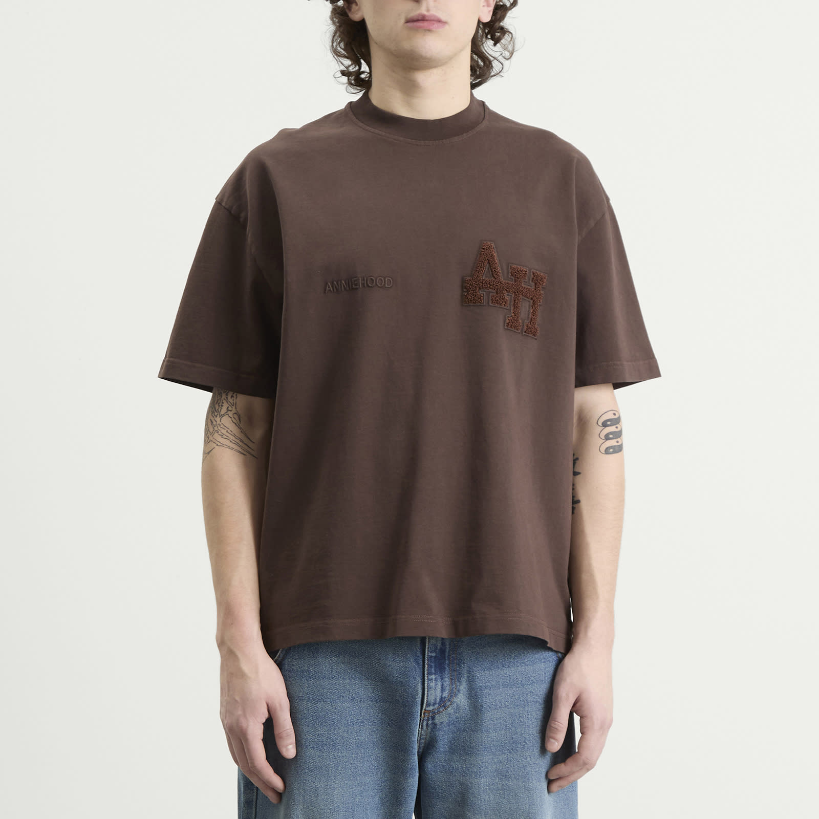 Men's College T-Shirt Washed Brown