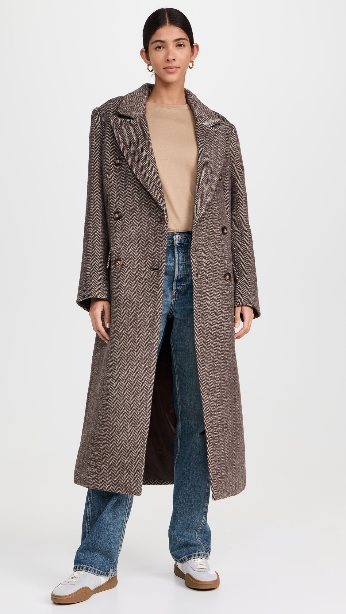 Morana Coat Brown Herringbone