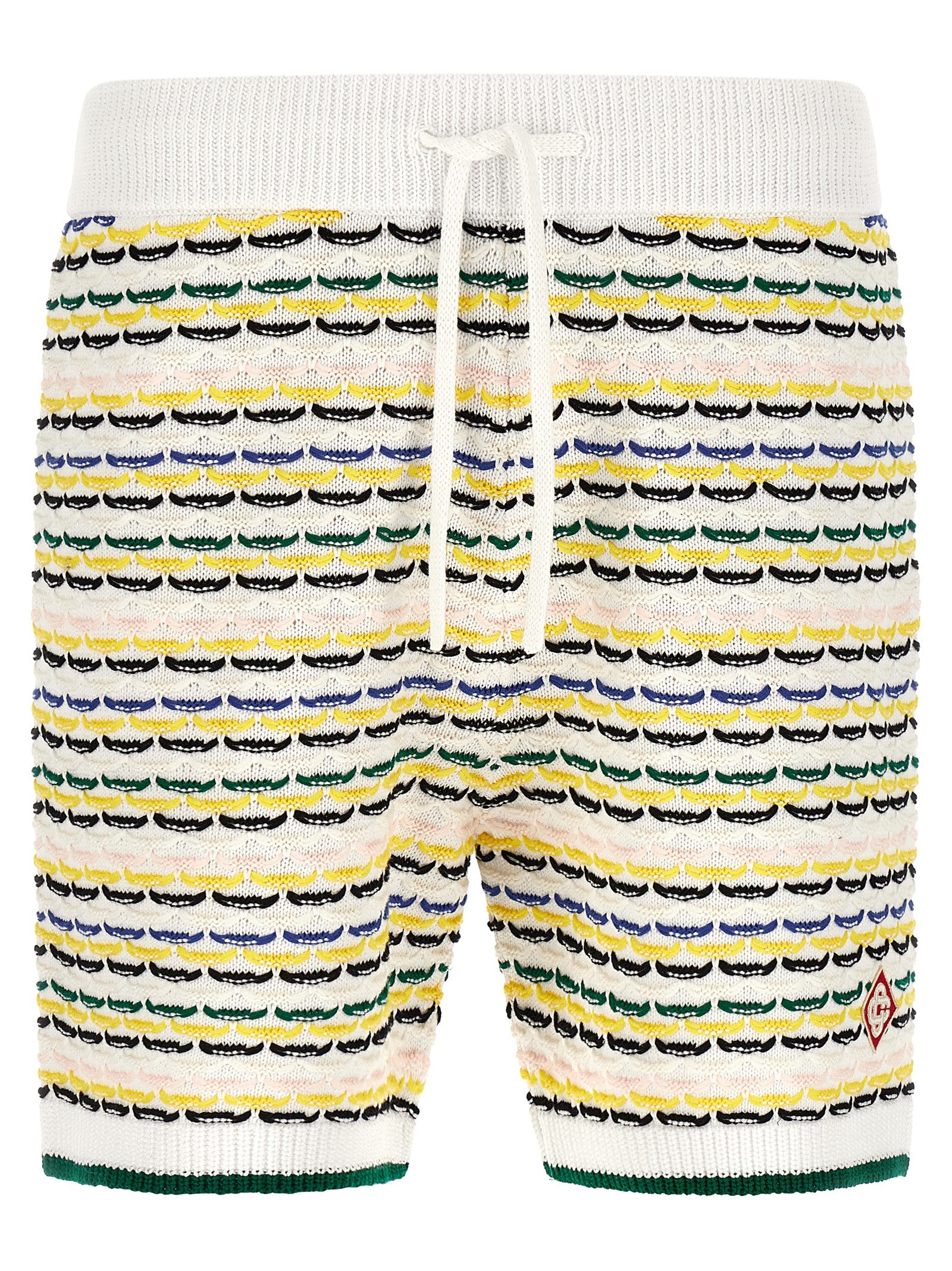 Tuck Stitch Cotton Knit Bermuda Shorts — Multicolor
