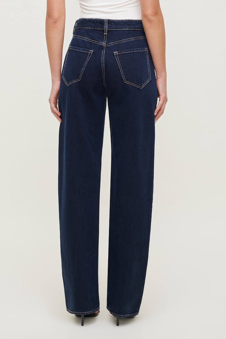 Mika Mid Rise Relaxed Straight Leg Jeans - Blue - Women Clothing