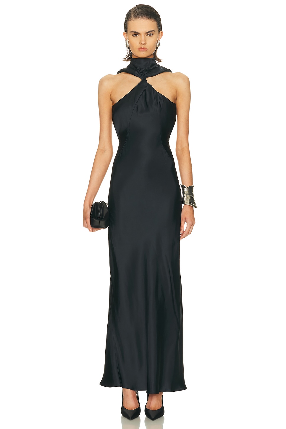 THE ATTICO Sleeveless Gown in Black - Black.  42 also in 36