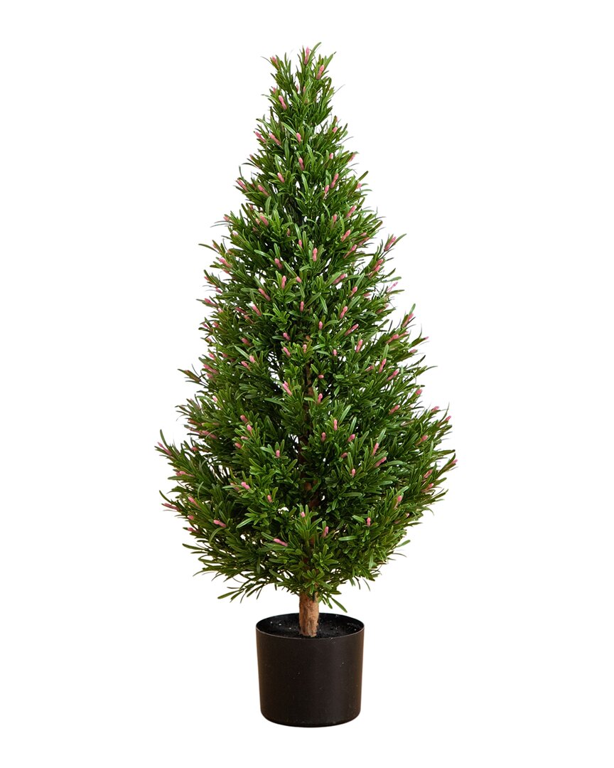 3ft Indoor/Outdoor UV-Resistant Artificial Rosemary Cone Topiary Tree