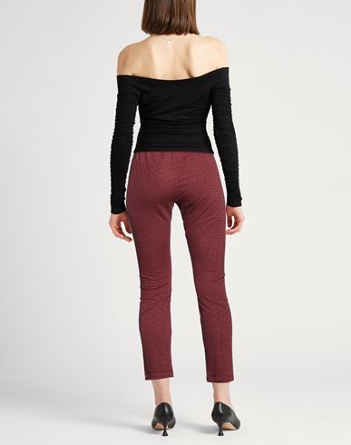 Woman Pants Burgundy Size 2 Cotton, Rubber