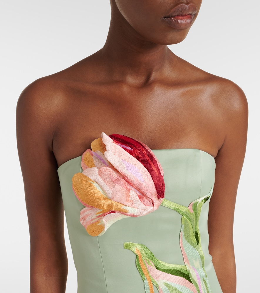 Marilyn floral-appliqué bustier dress