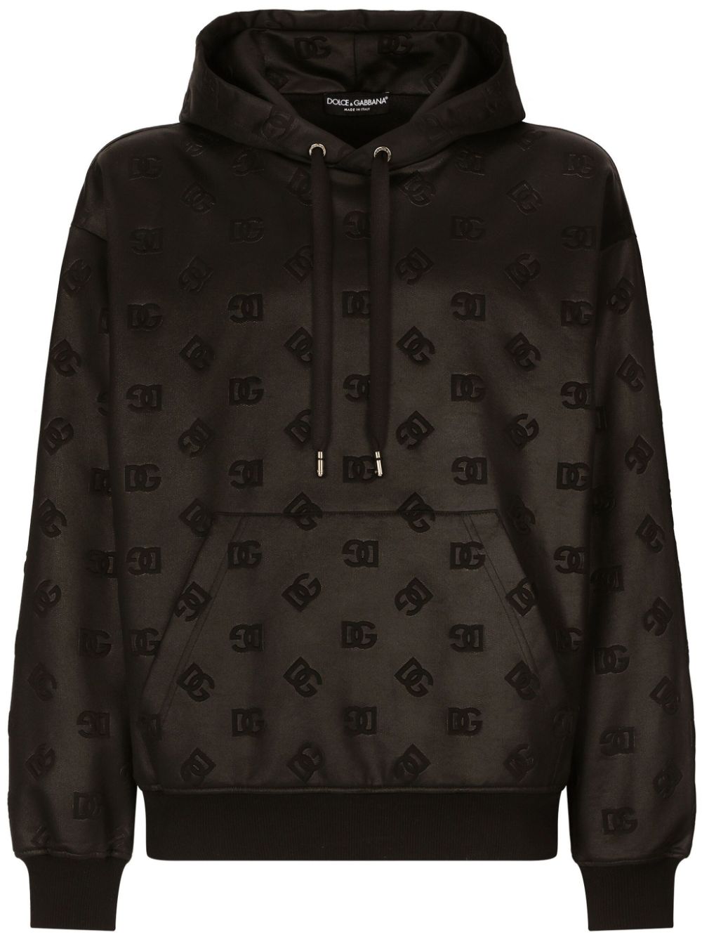 Logo-embossed jersey hoodie - Black
