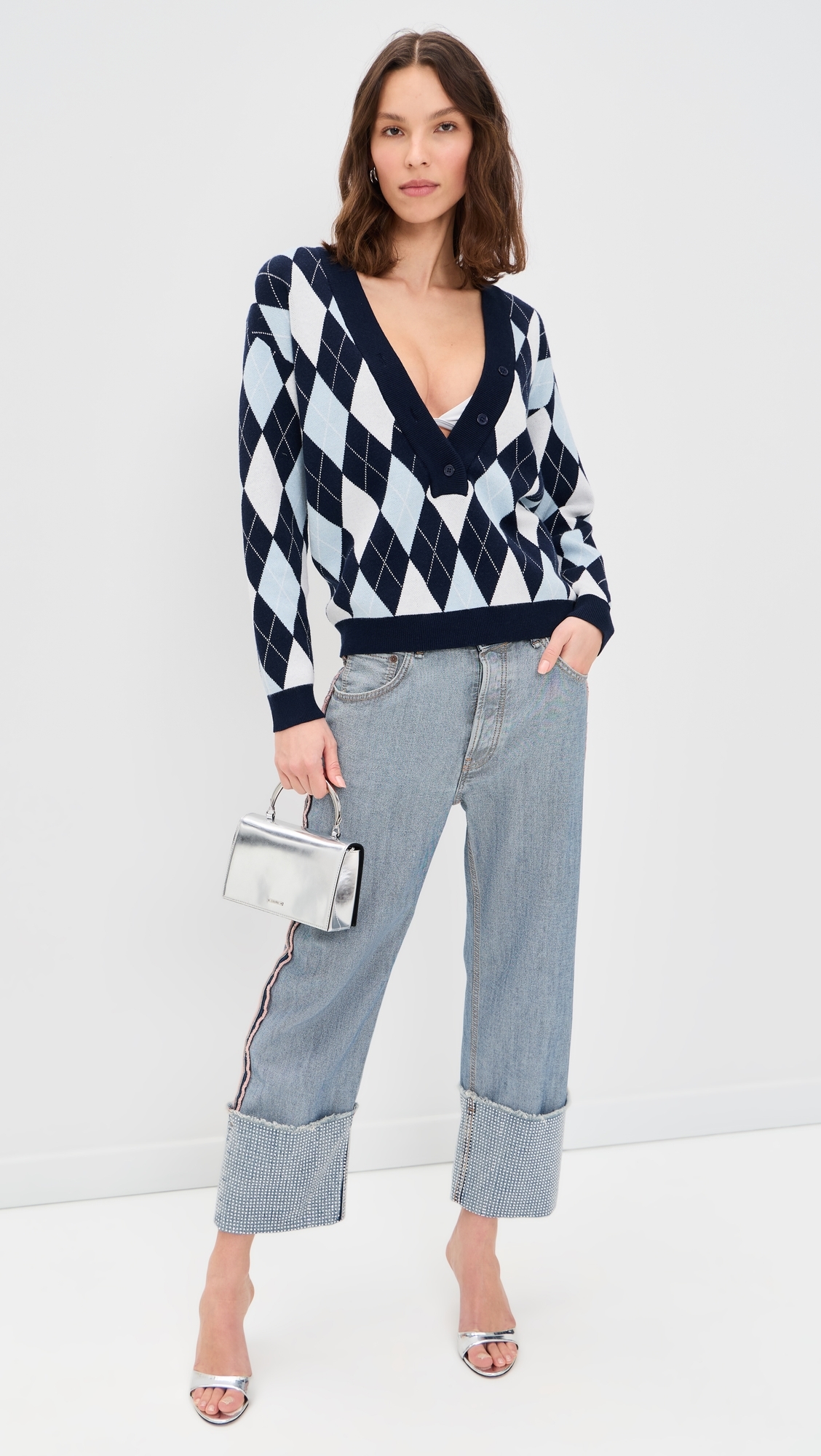 Prado Knit Sweater Blue Argyle