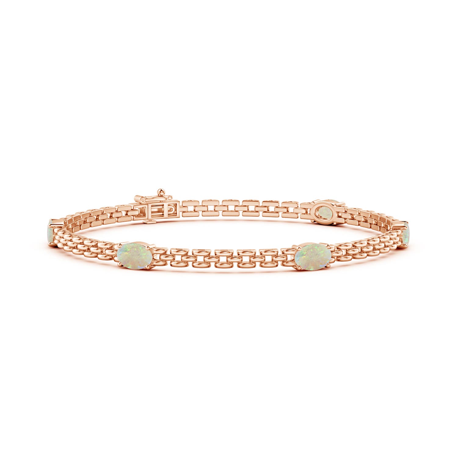 Angara 1.4 Carats Five Stone Oval Opal Station Link Bracelet in 14K Rose Gold