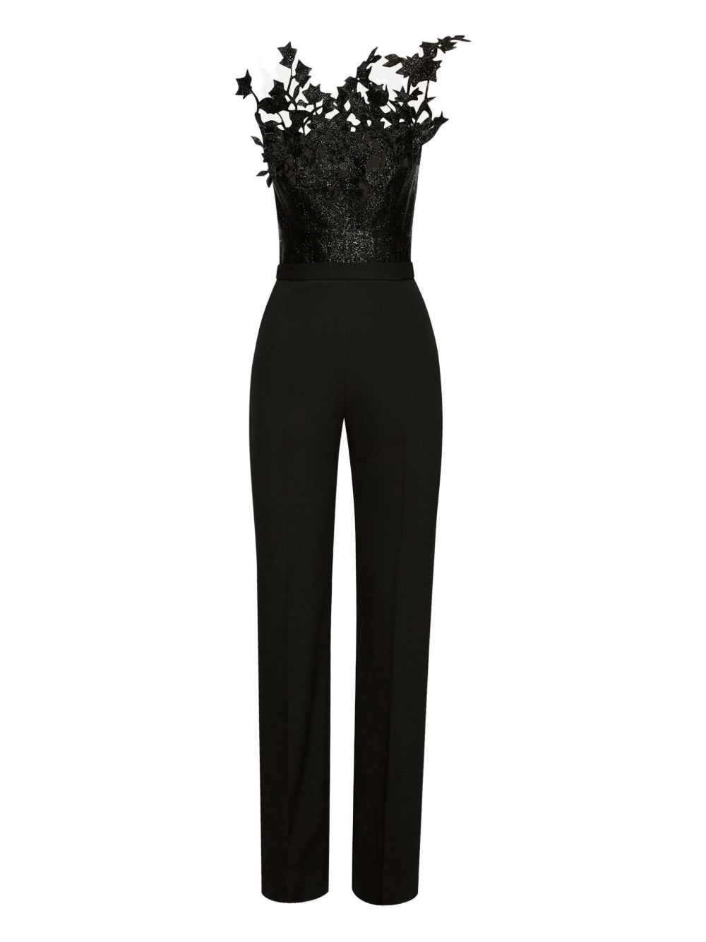 Floral-embroidered jumpsuit - Black