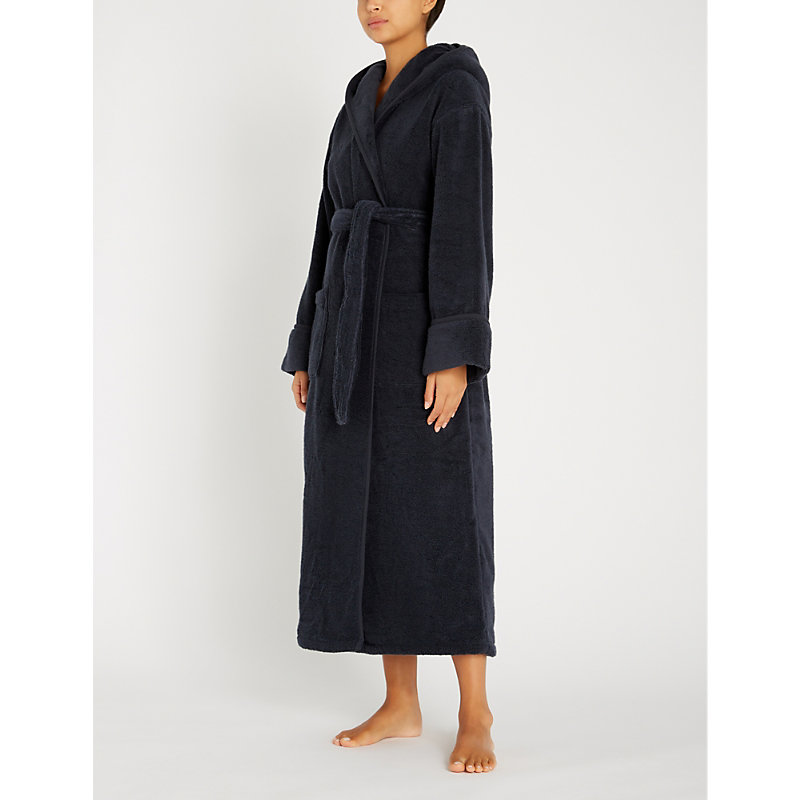 Womens Navy Hooded Hydrocotton Dressing Gown