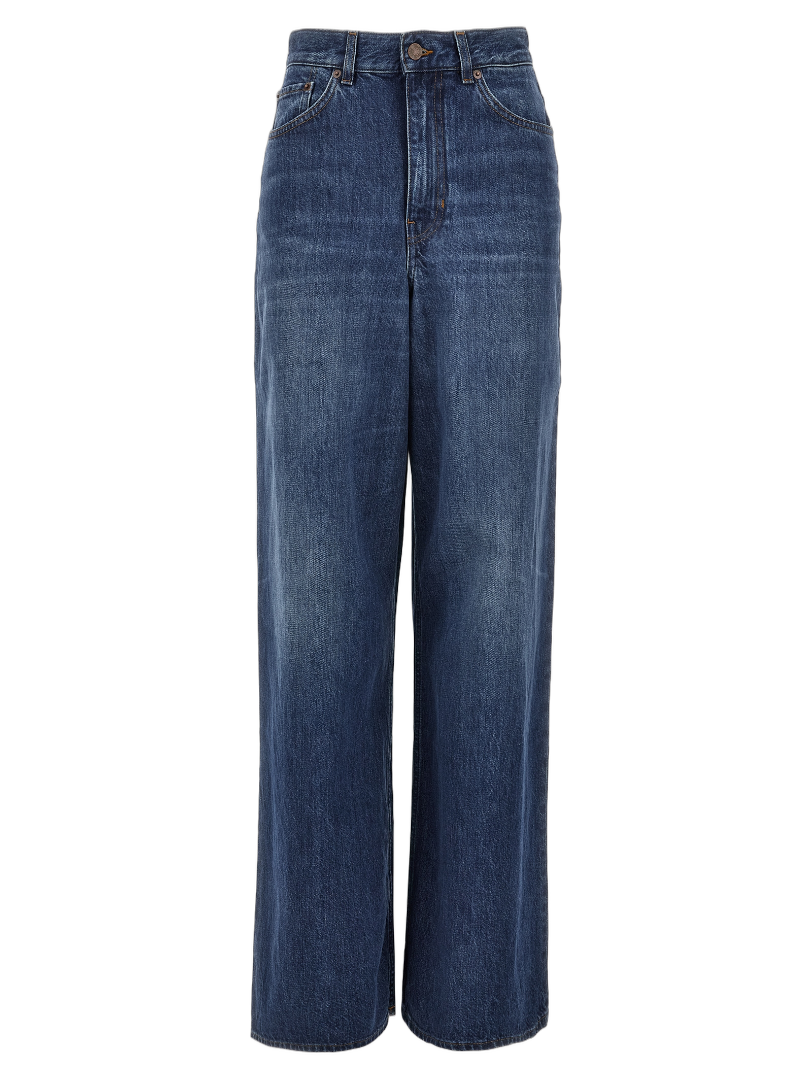 Wide-Leg Cotton Jeans — Blue