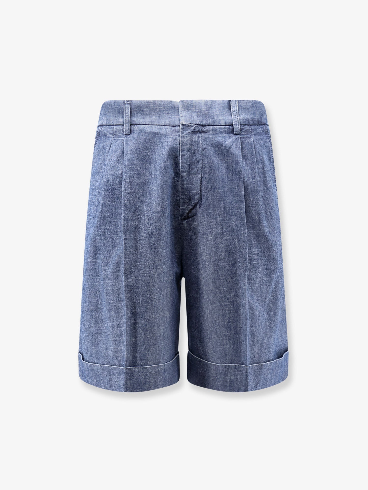 Cotton Denim Denim Shorts — Blue