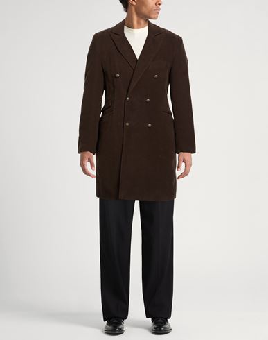 Man Coat Dark brown Size 42 Cotton, Polyester