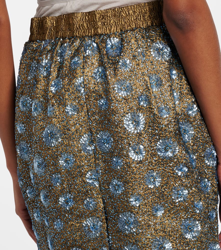 Floral sequined pencil skirt