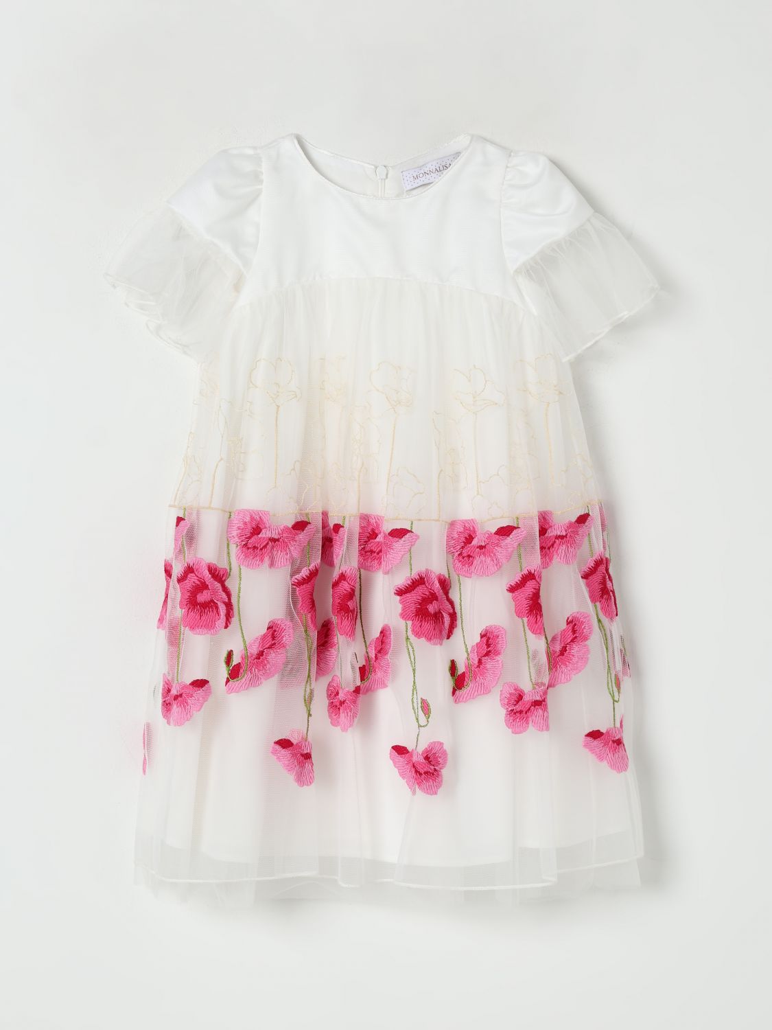 Floral-embroidered dress - White