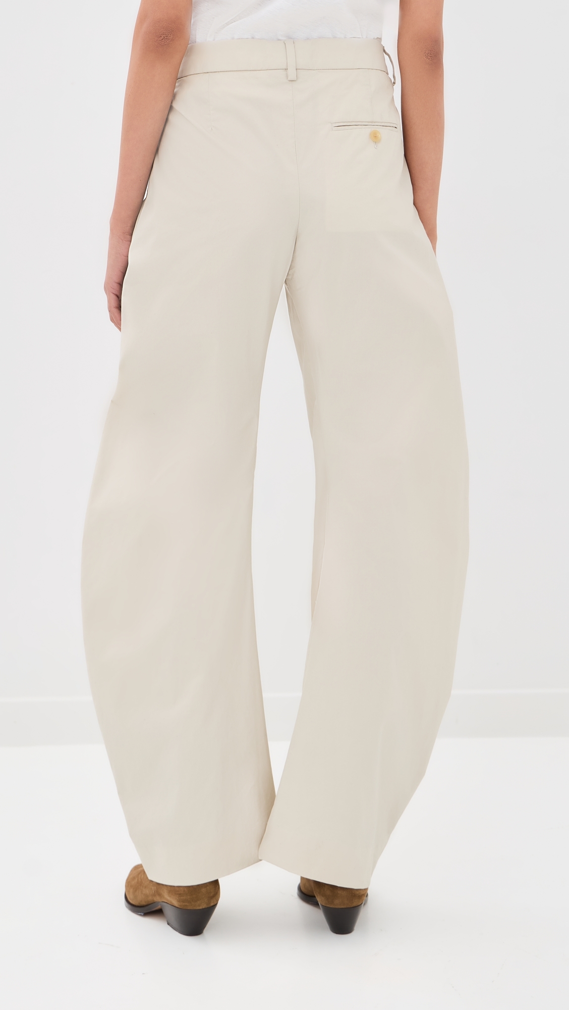 Barrel Leg Trousers Light Beige