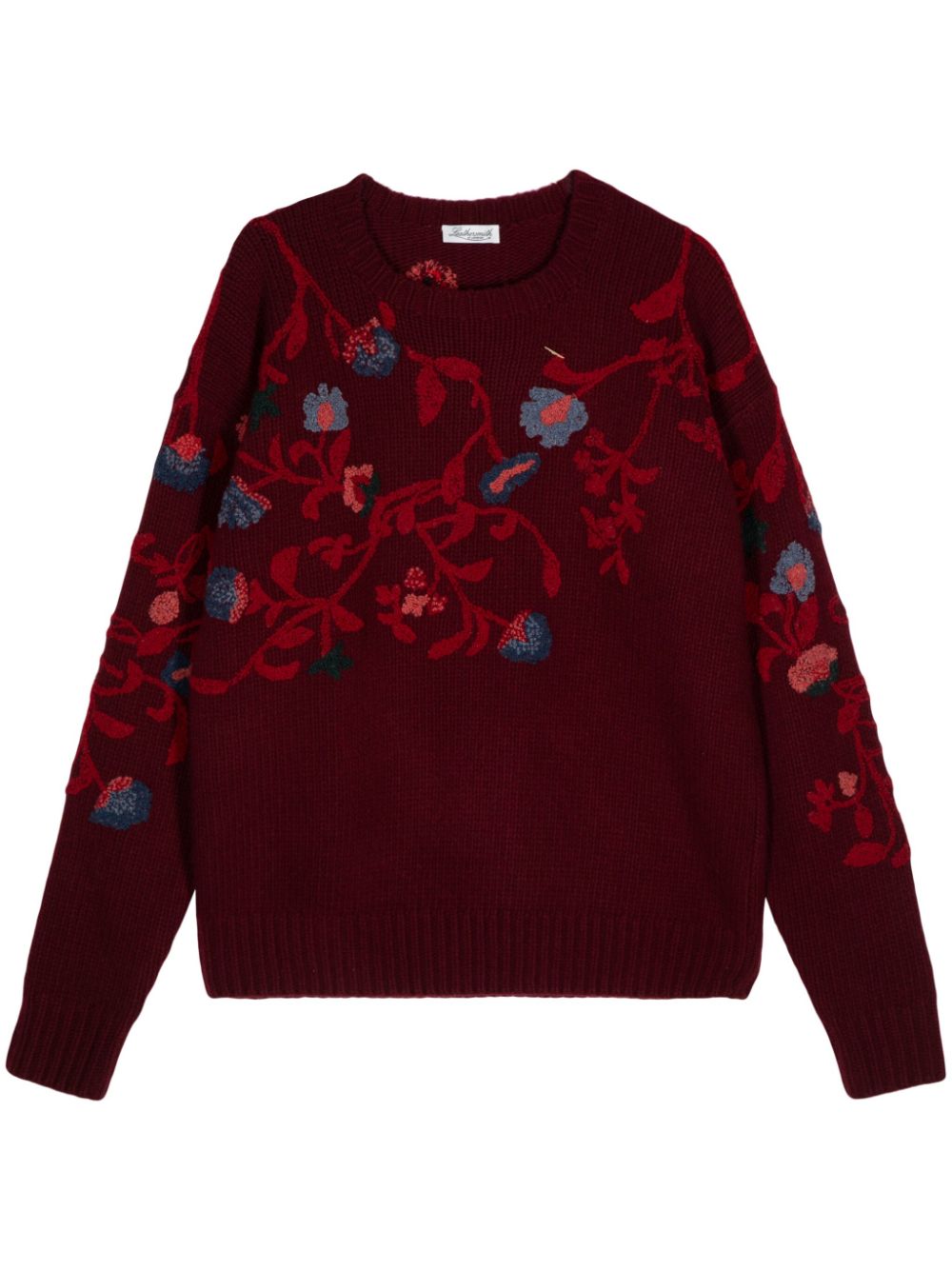 Floral intarsia-knit jumper - Red