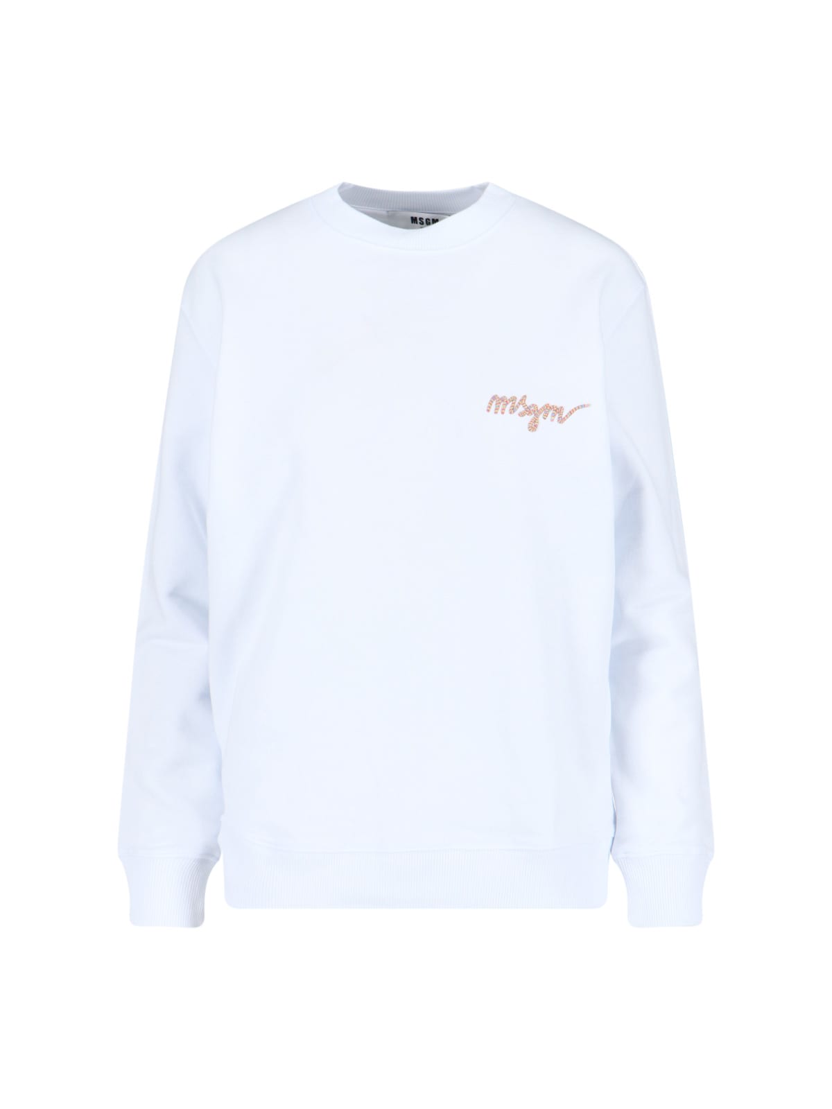Logo-embroidery cotton sweatshirt - White