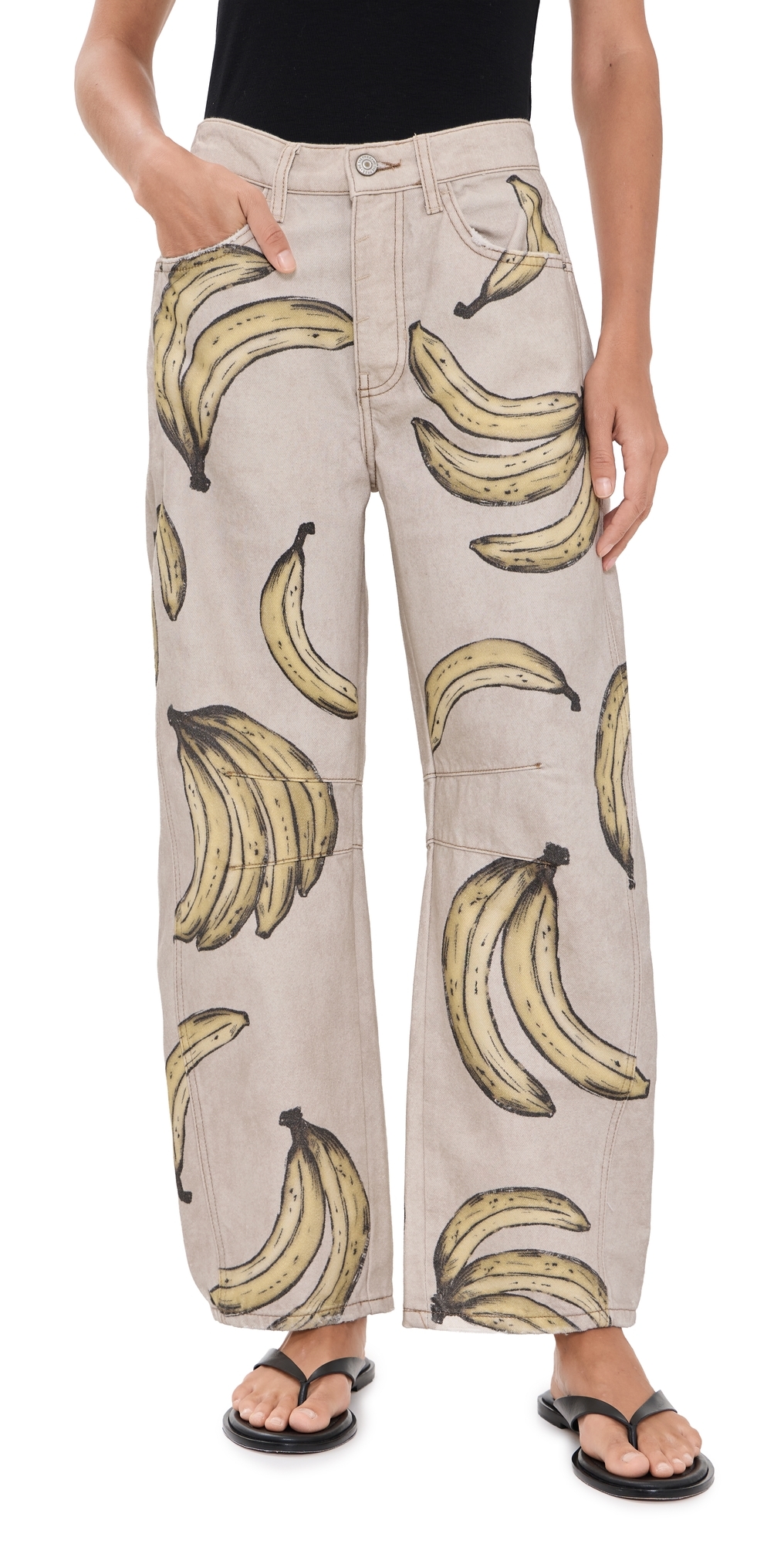Good Luck Printed Jeans Go Bananas