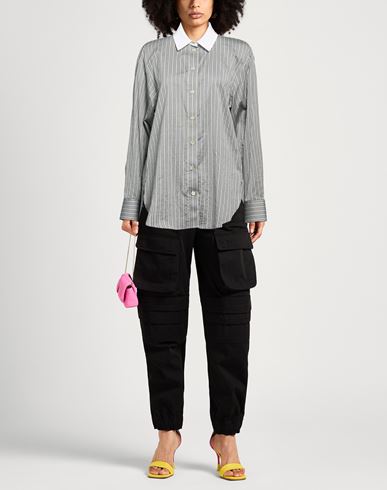 Woman Shirt Grey Size 6 Cotton, Silk