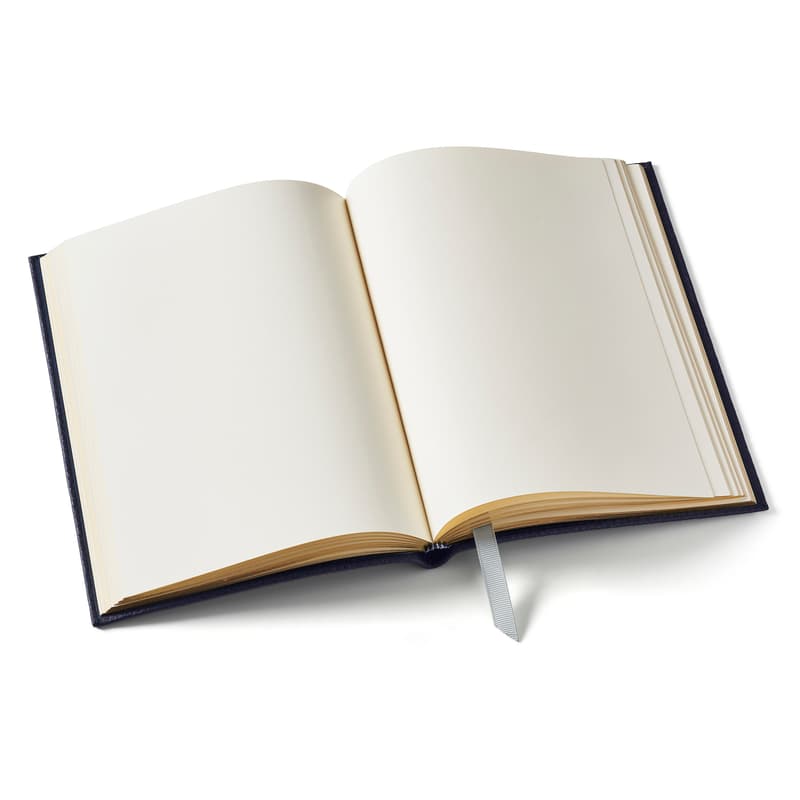 A5 Leather Bound Notebook in Navy Pebble