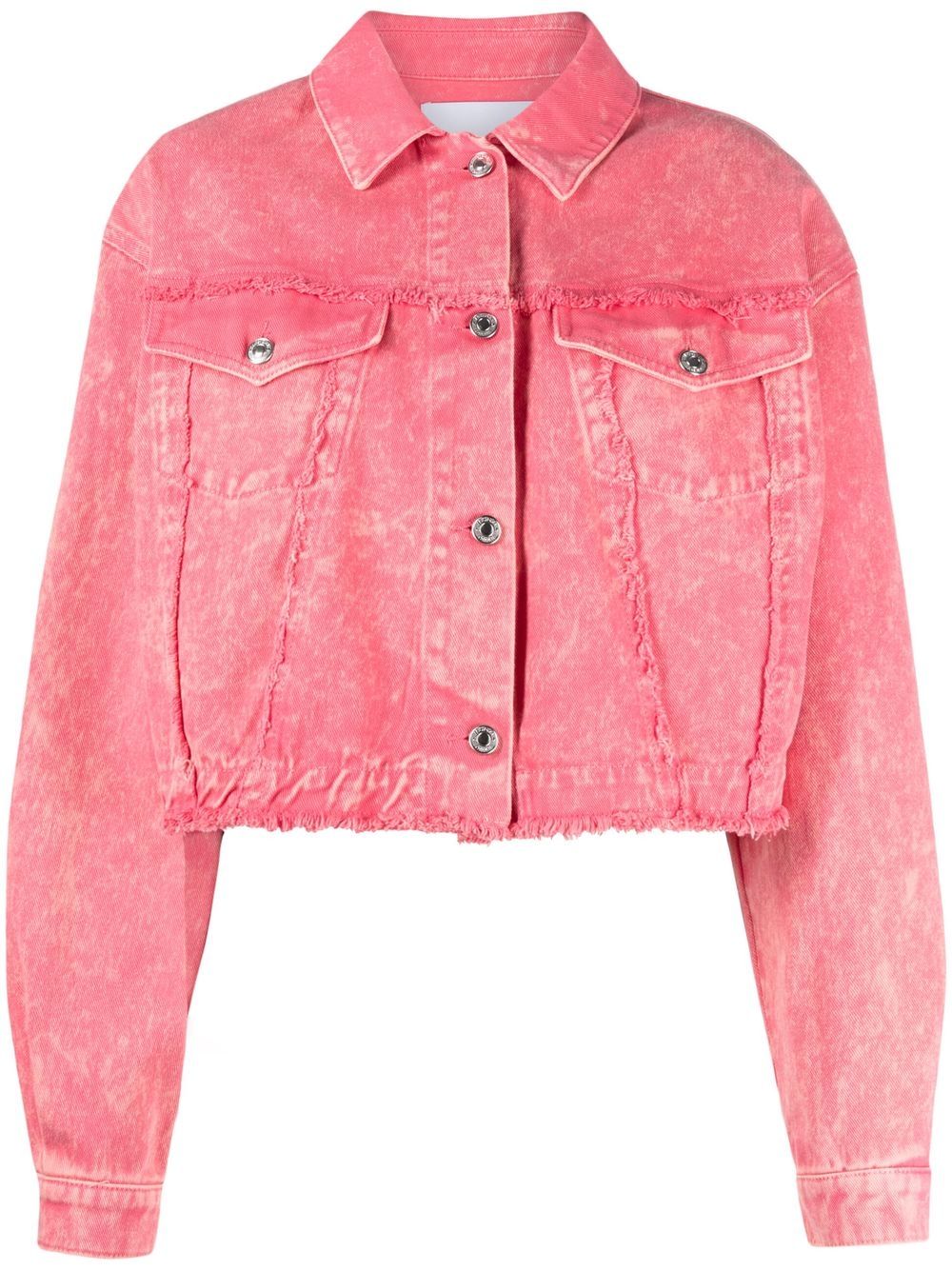 Frayed-detailing denim jacket - Pink