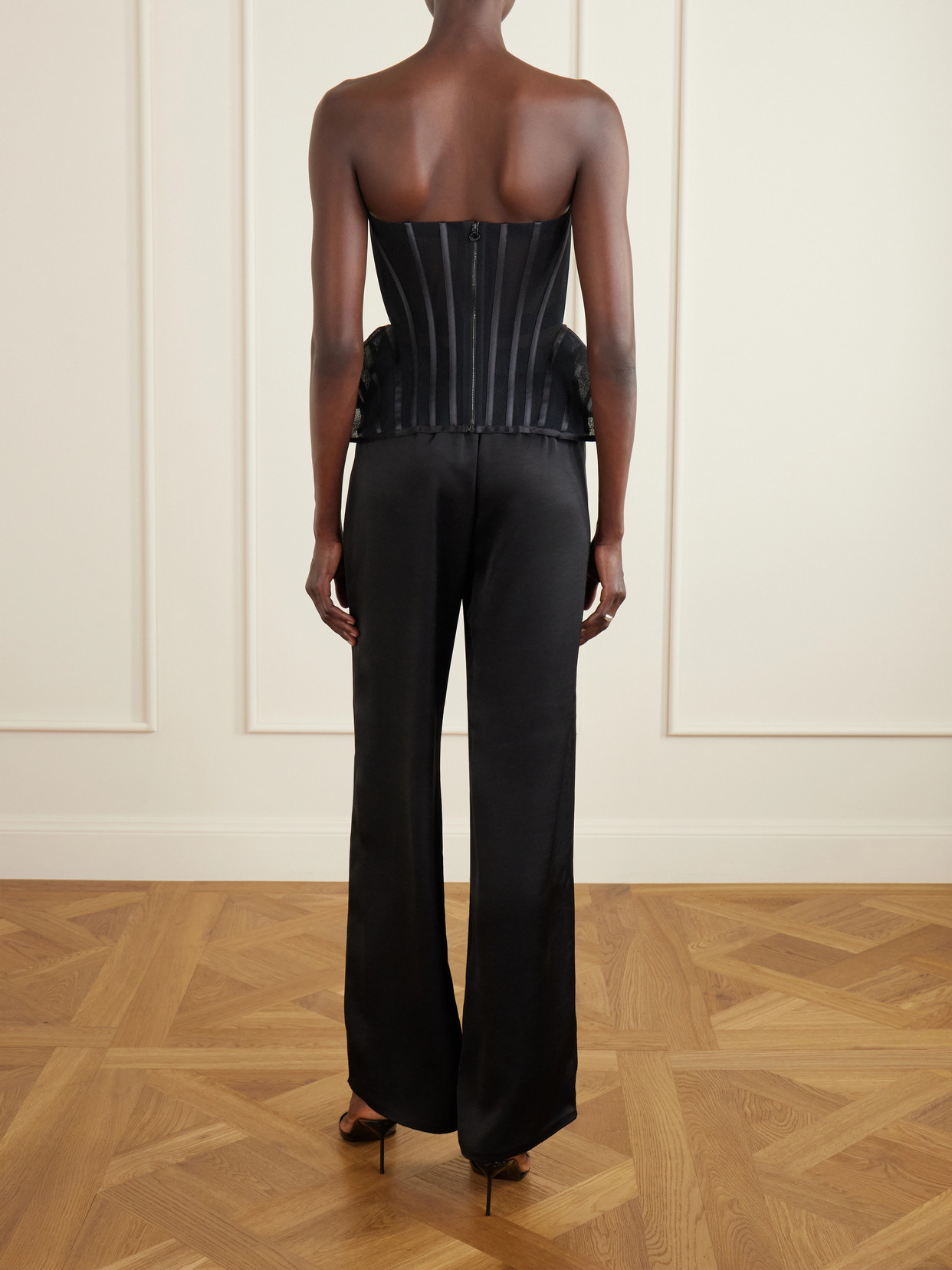 Strapless Tulle Bustier Top - Black