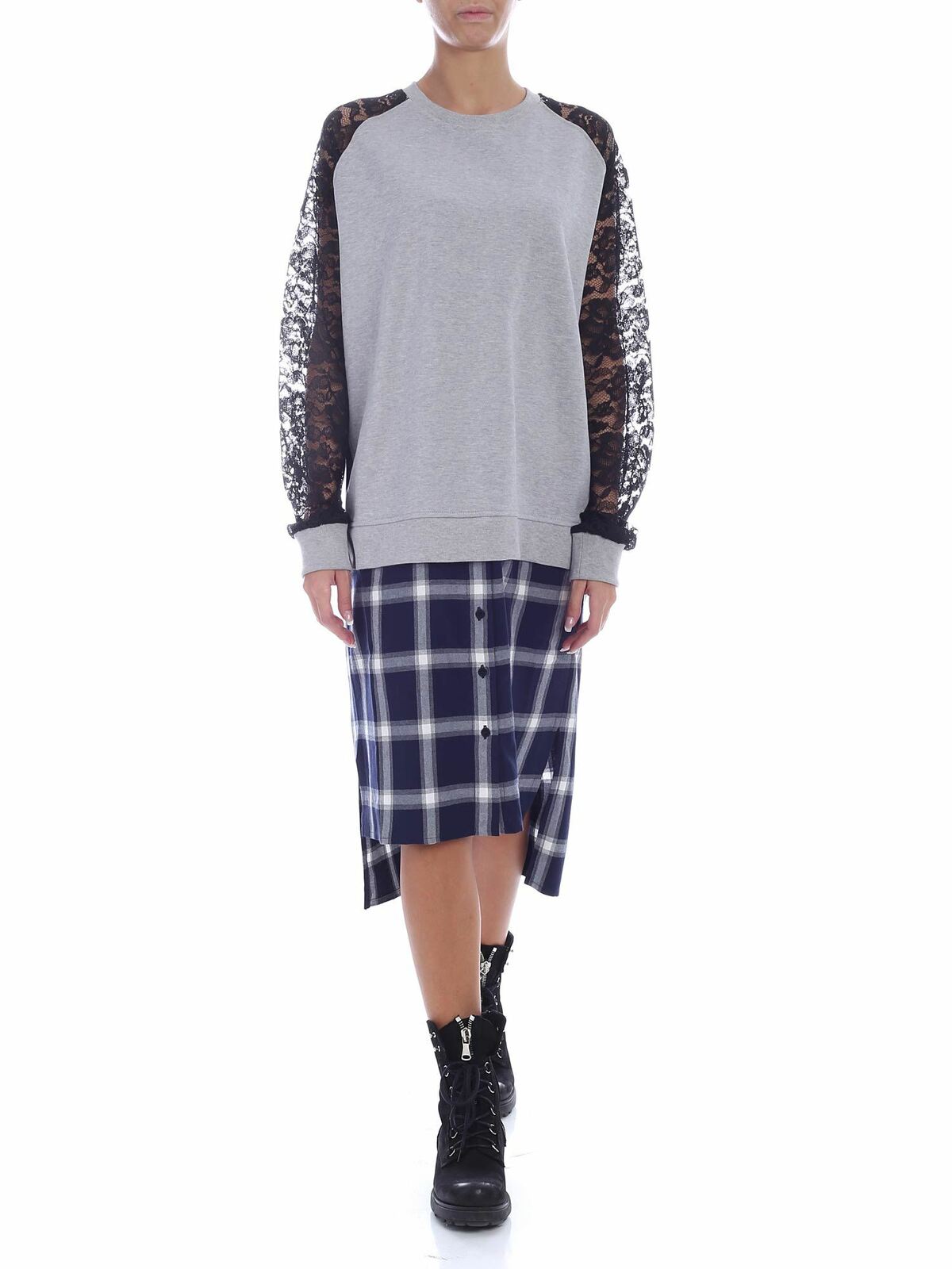 Grey dress with shirt-effect bottom