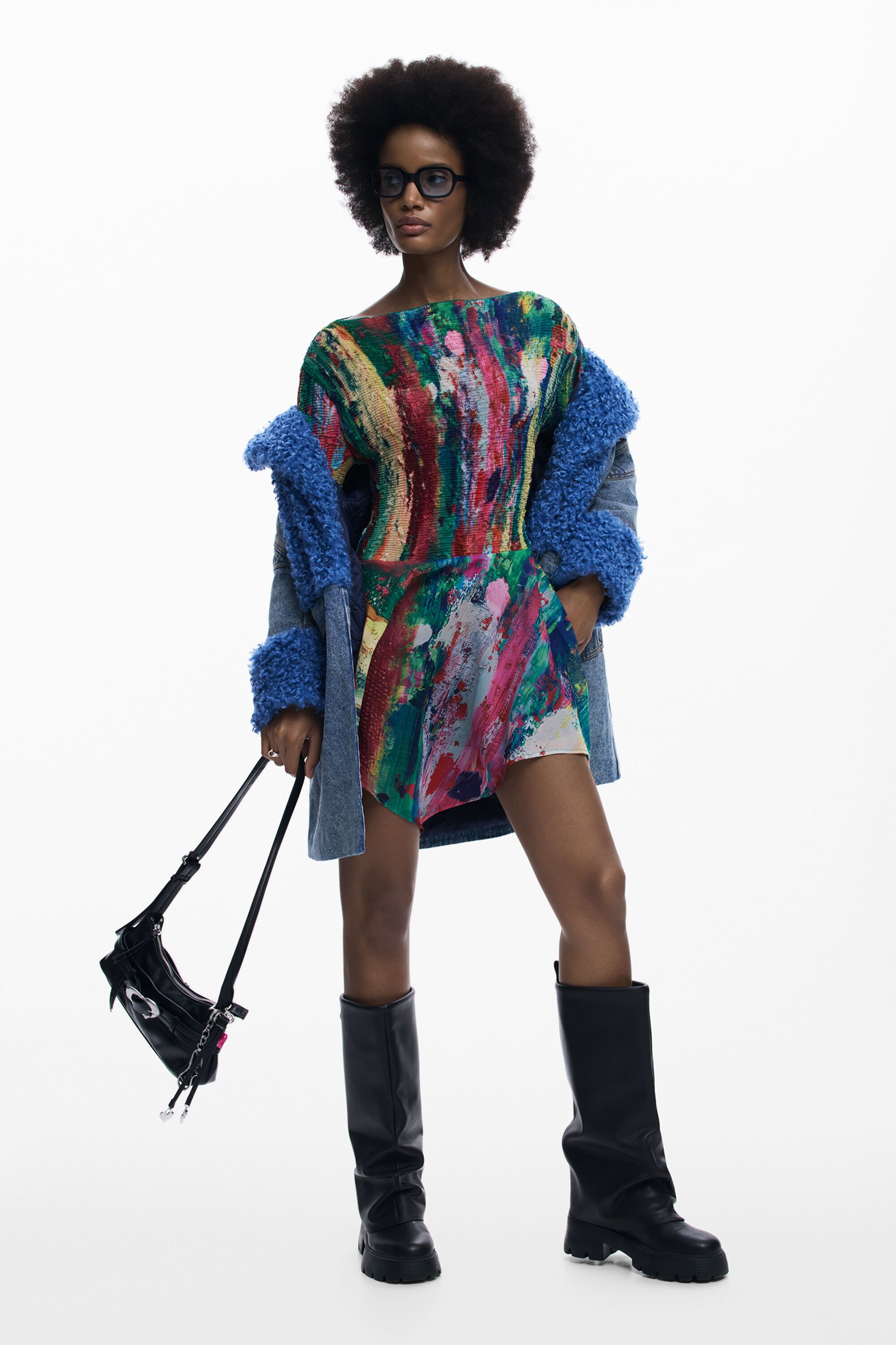 Ruched asymmetrical dre