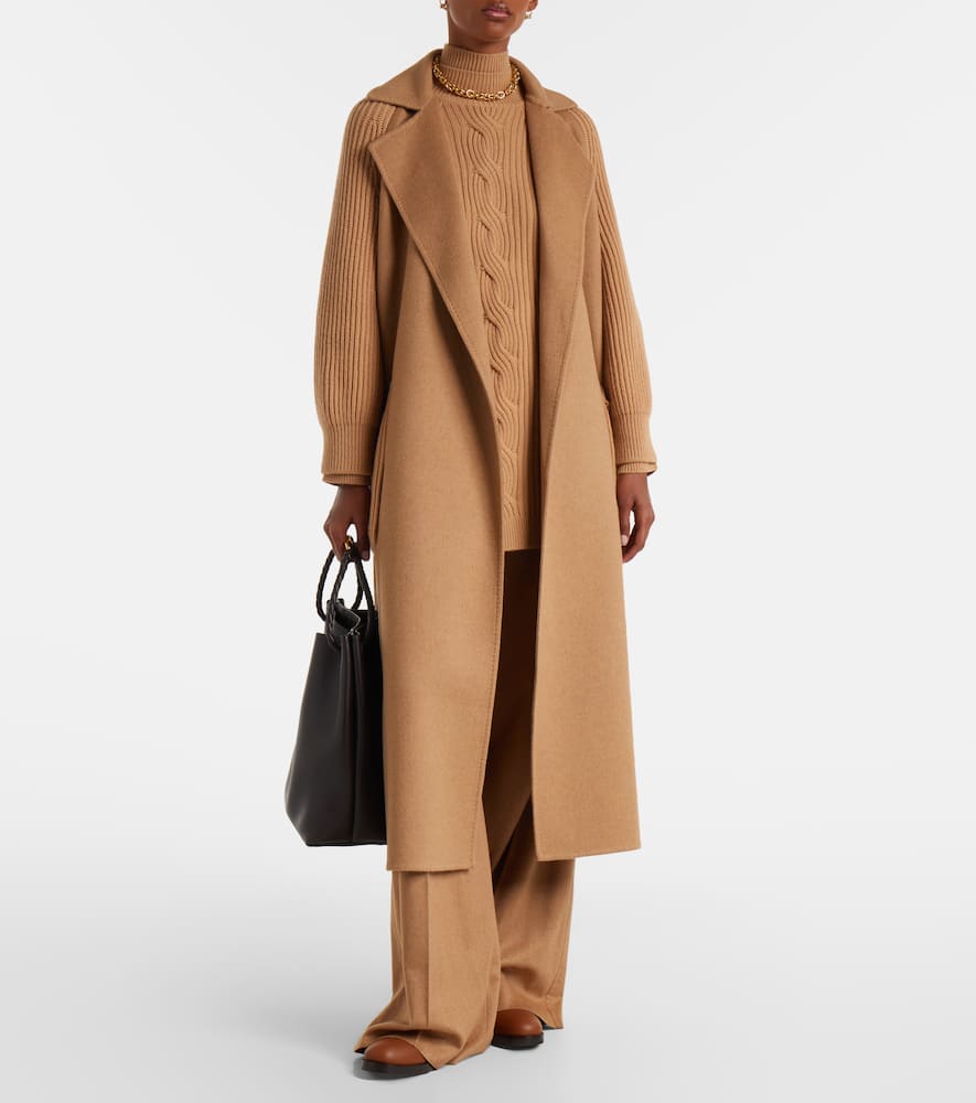 Berard camel hair, wool, and cashmere wrap coat