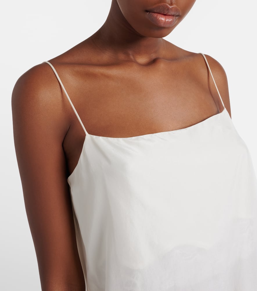 Playful Volumes lace-trimmed silk top