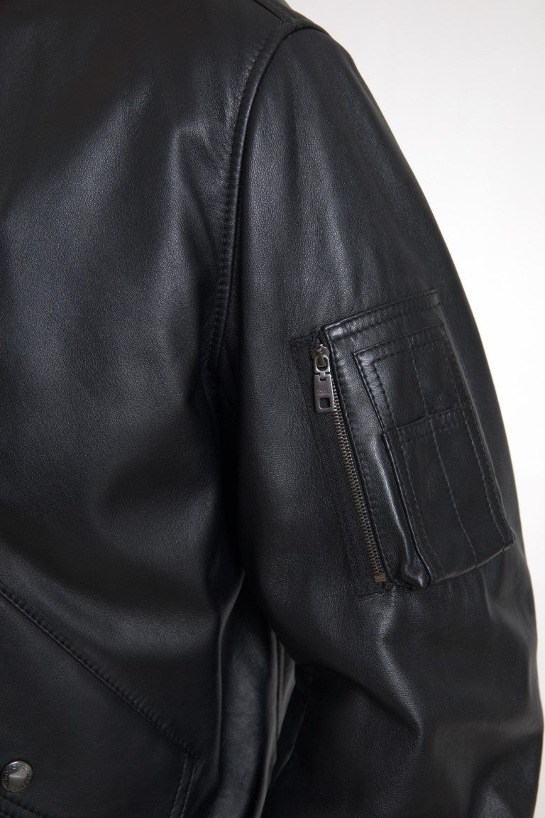Leather Blouson Jacket — Black