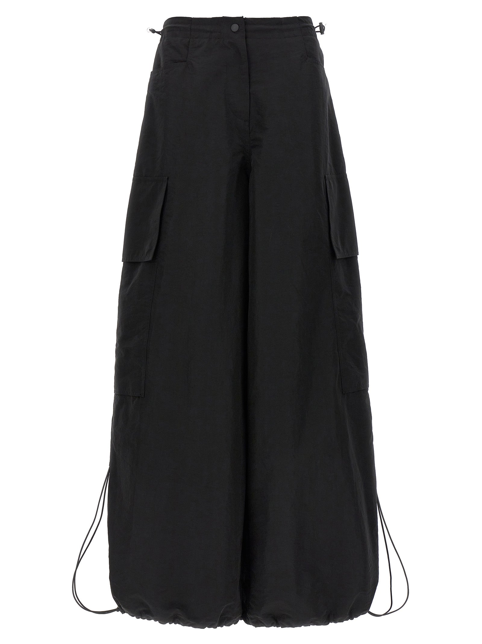 Nylon Parachute Cargo Pants — Black