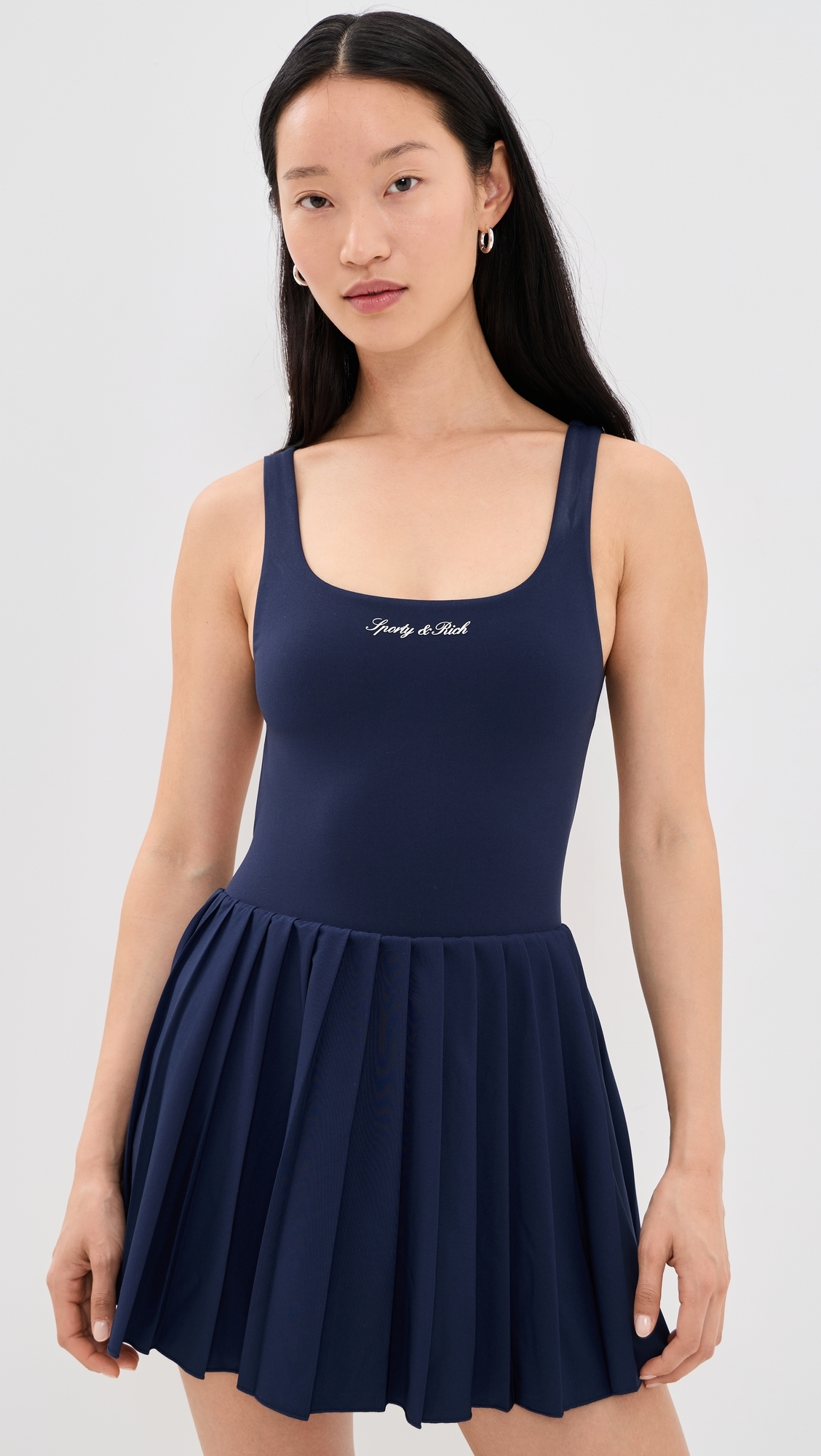 Signature Logo Court Dress Dark Navy White